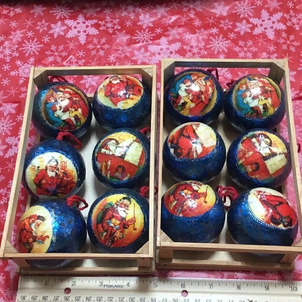 Vintage set of 12 Santa Claus Christmas ornaments